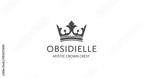 Obsidielle Mystic Crown Crest Logo - Elegant Royal Emblem on White Background