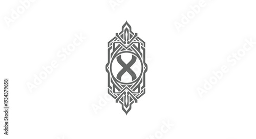 Abstract Geometric Ornament with Rune Symbol