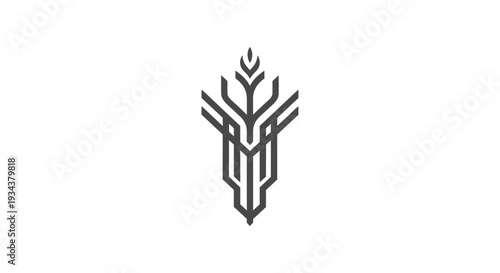 Abstract Geometric Plant Icon, Minimalist Logo Design, Clean Vector Symbol