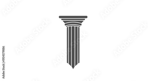 Ancient Greek Ionic Column Icon, Architectural Element, Symbol of Strength and Stability