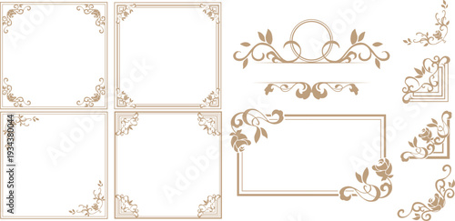 高級感のあるゴールドアンティークフレームセット 透過風クラシック装飾枠素材