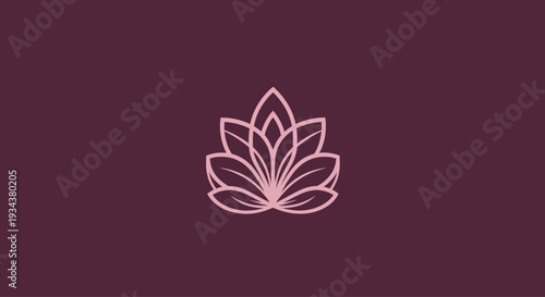 Elegant Lotus Flower Icon on Deep Burgundy Background