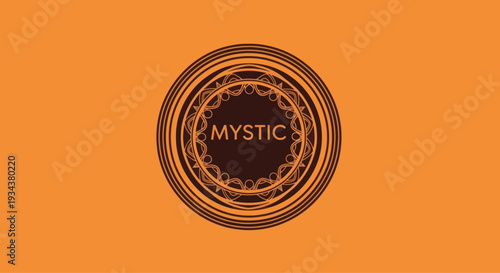 Mystic Circular Emblem Design on Orange Background
