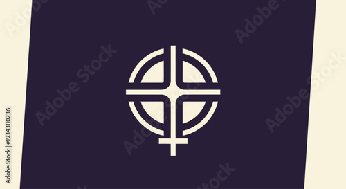 Abstract Christian Symbol with Cross and Circle - Religious Iconography