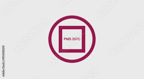 maroon circle and square with PMS 207C text on grey background