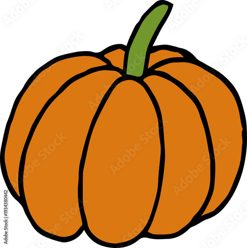 Autumn cute doodle pumpkin on white background.eps