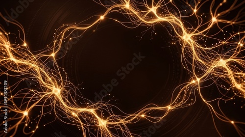 Wallpaper Mural Golden glowing light trails forming a circular frame on dark background. Torontodigital.ca