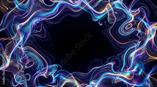 Wallpaper Mural Vibrant Neon Light Waves on Dark Background with Empty Space. Torontodigital.ca