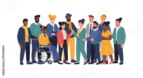 Diverse and Inclusive Group of Professionals Illustrating Teamwork and Community Spirit