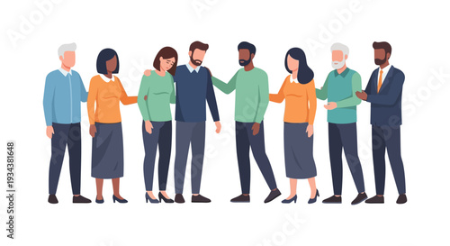 Diverse Group Offering Support and Comfort: Empathy, Solidarity, and Community Care Among People of Various Backgrounds.