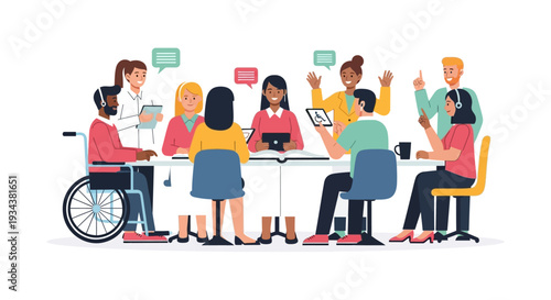 Diverse and Inclusive Business Meeting: Professionals Collaborating with Accessibility