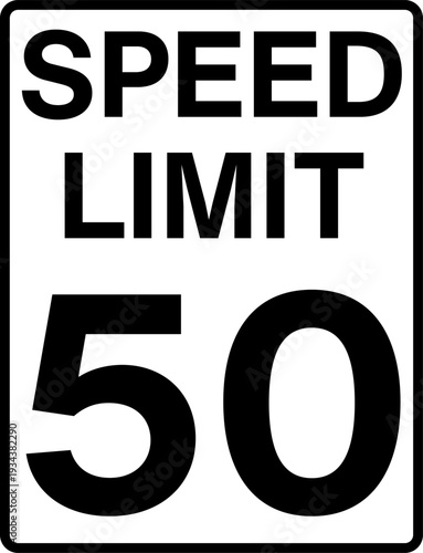 Speed limit 50 mph traffic sign