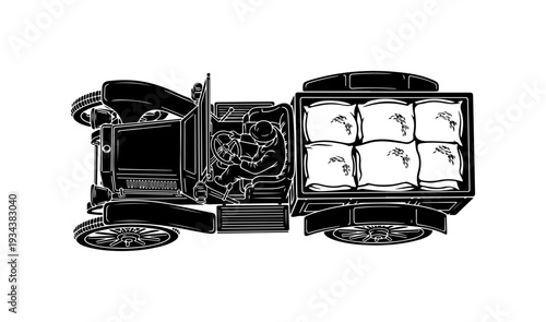 Illustration of an open truck with goods
