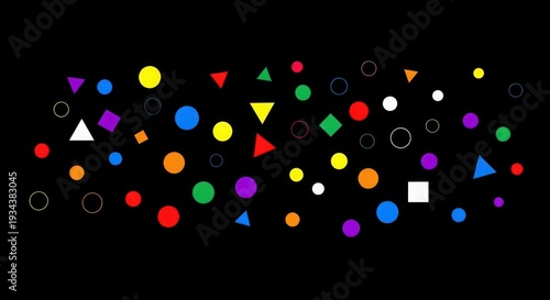 colorful geometric shapes on black background