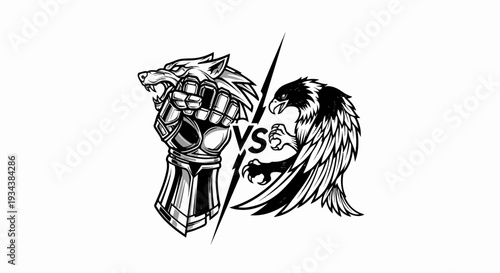 A fierce wolf fist confronts a powerful eagle in a dramatic showdown