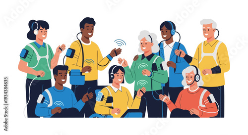 Inclusive Wellness: Diverse People with Wearable Health Technology & Wireless Communication Devices - Digital Health Monitoring