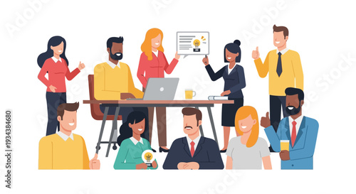 Diverse Team Brainstorming New Business Ideas & Collaborating in a Productive Meeting