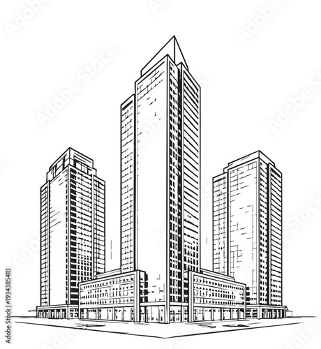 High rise building sketch. Architecture