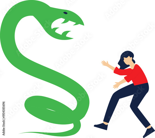 Vector Iconvector illustration of snake catching businessman

