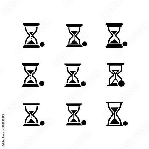 Hourglass Icons Set: Time Passing, Waiting, Deadline, History, Chronometer, Sand Timer