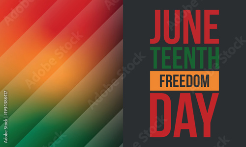 Juneteenth Independence Day. Freedom or Emancipation day. Annual american holiday, celebrated in June 19. African-American history and heritage. Poster, greeting card, banner and background. Vector