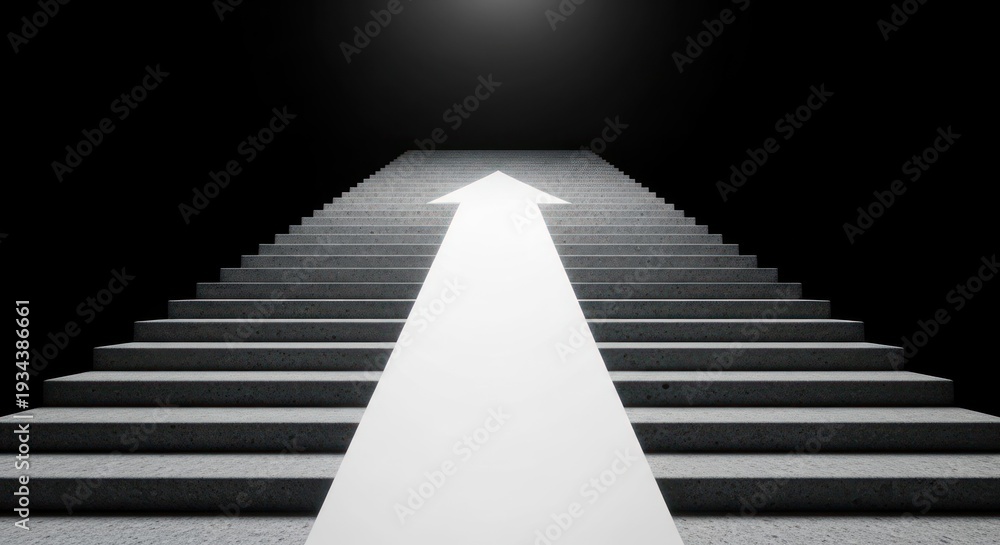 Fototapeta premium Staircase to light, arrow pointing up