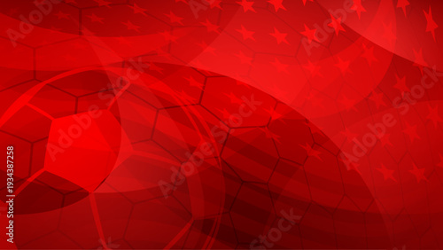 Vibrant red soccer ball with USA stars pattern background for world cup theme in USA, featuring bold colors and dynamic design.