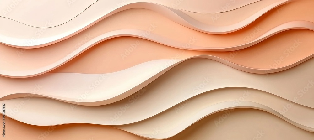 Obraz premium Elegant Pastel Peach Waves Texture Background with Gentle 3D Waves and Abstract Monochromatic Design