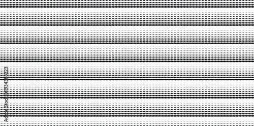 Black and white halftone dotted seamless pattern horizontal stripes vector texture background
