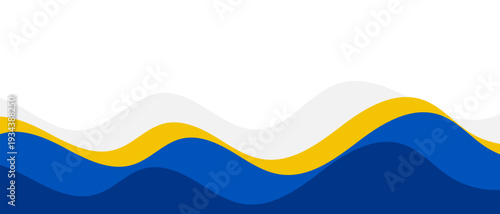 Modern blue and yellow abstract background with layered fluid curves. Corporate modern wave design template. Minimalist horizontal banner with dynamic waves