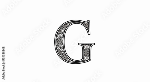 Ornate capital letter G with geometric pattern fill