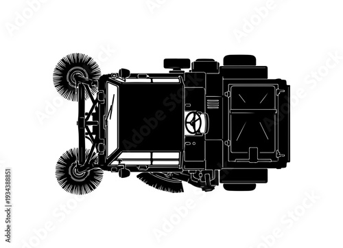 Top view of a lawn sweeper