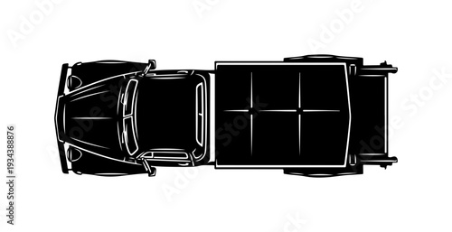 Overhead view of a pickup truck