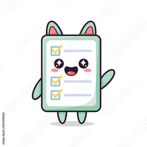 Wallpaper Mural Cute cartoon checklist character face. Torontodigital.ca