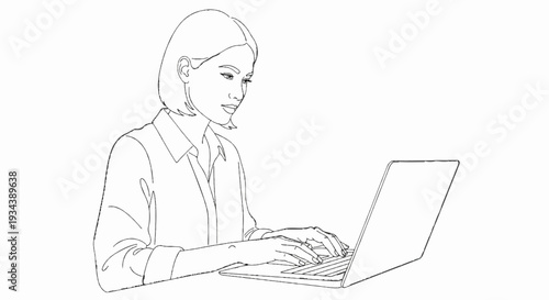 Woman in a collared shirt typing on a laptop computer