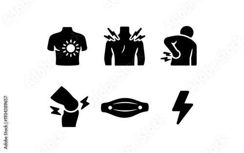 Collection of icons representing various types of body pain and discomfort