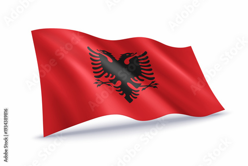 Albania Waving Flag Isolated on White