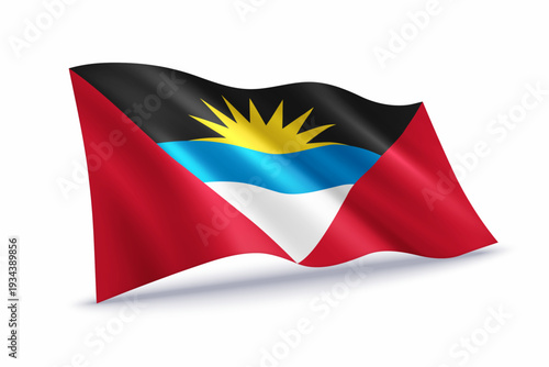 Free Download Antigua and Barbuda Waving Flag Isolated on White - GFXLoad
