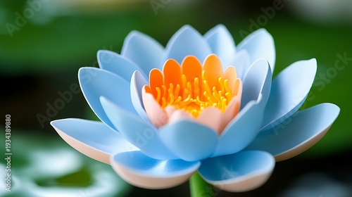 Stunning Close-Up of a Pastel Blue and Orange Lotus Flower with Intricate Petals and Soft Hues