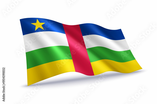 Central African Republic Waving Flag Isolated on White