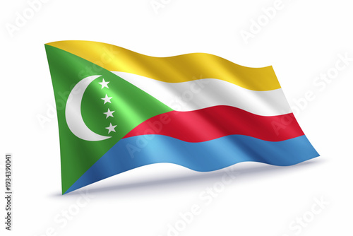 Free Download Comoros Waving Flag Isolated on White - GFXLoad