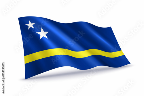 Curacao Waving Flag Isolated on White
