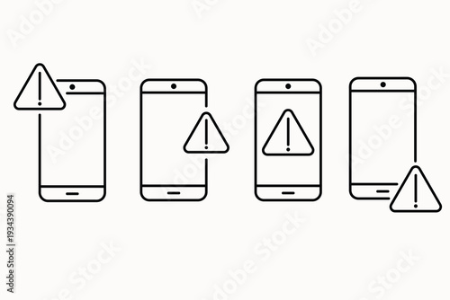 Smartphone warning alert notification icon.