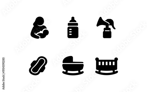Essential baby care icons for parents and caregivers