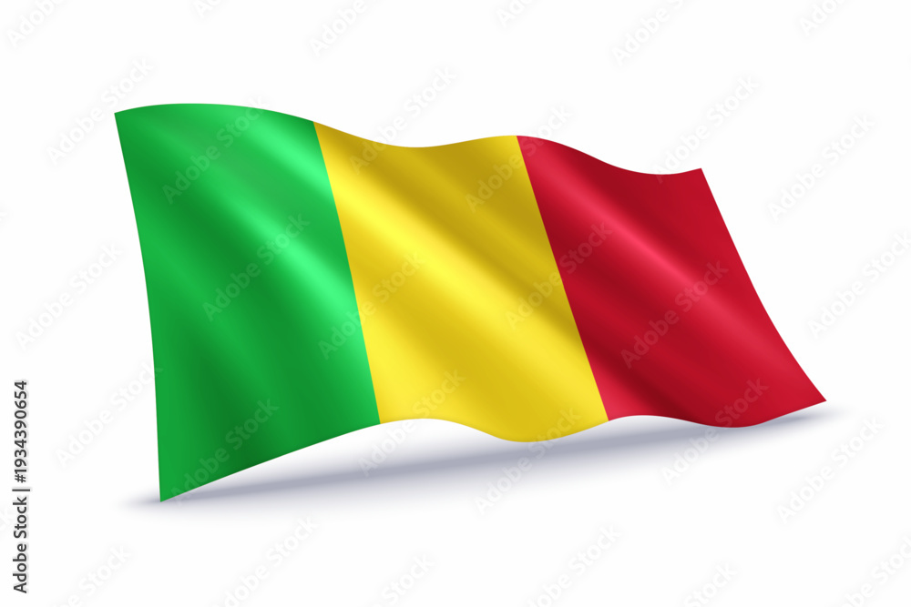 Obraz premium Mali Waving Flag Isolated on White