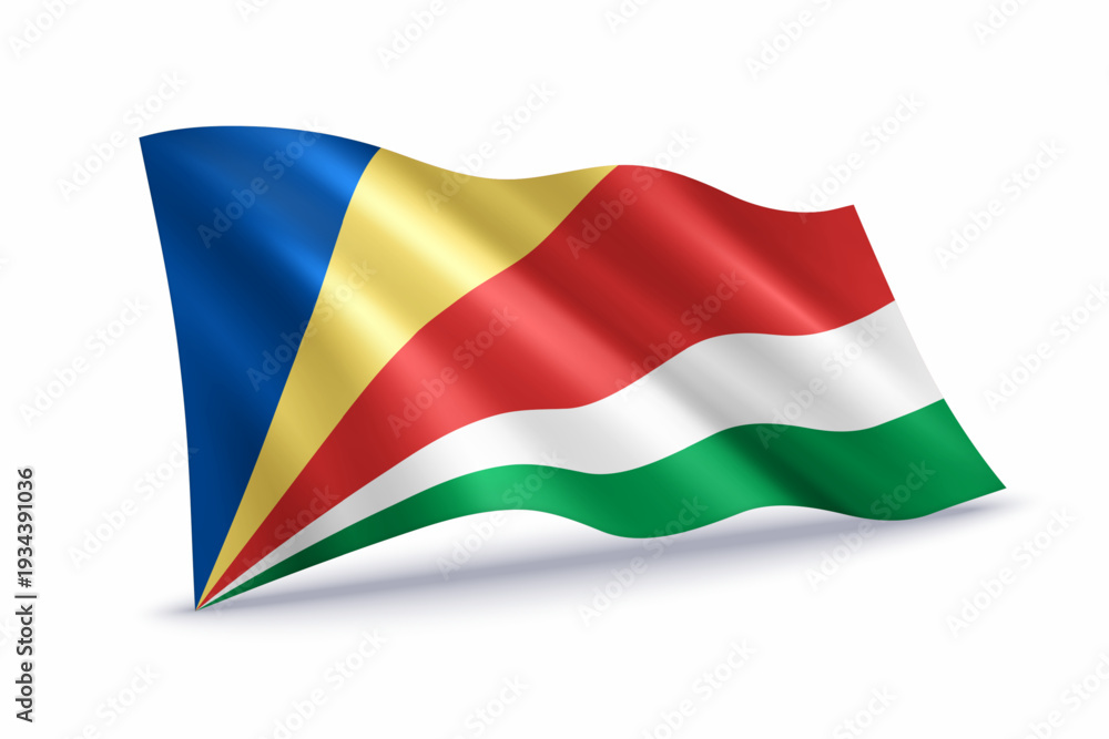 Fototapeta premium Seychelles Waving Flag Isolated on White