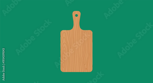 Wooden cutting board on green background for kitchen prep