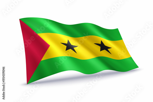 Sao Tome and Principe Waving Flag Isolated on White