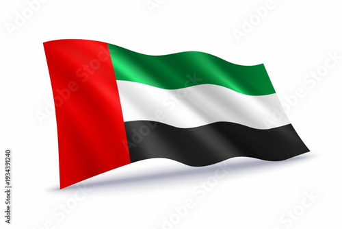 United Arab Emirates Waving Flag Isolated on White