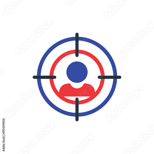 Person in crosshairs target symbol.
